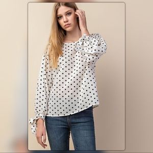 White and Black Polka Dot Top